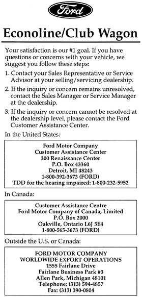 Product picture 1995 Ford Econoline Club Wagon Owner Manual