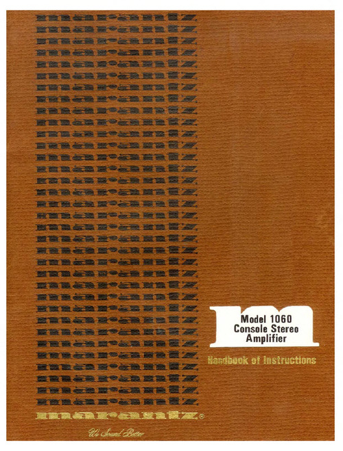 Product picture Marantz 1060 Stereo Amplifier Owner & Service Manual Vintage