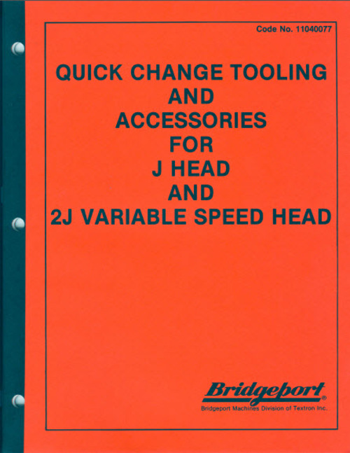 Product picture Bridgeport J Head Quick Change Manual