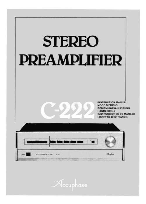 Product picture Accuphase C-222 Stereo Preamplifier Owner Manual