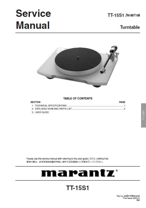 Product picture Marantz 15S1 Turntable - Owner & Service Manual plus more!