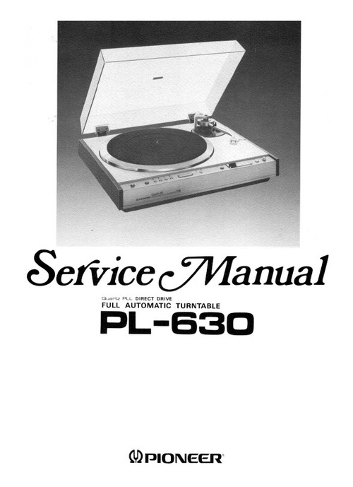 Product picture Pioneer PL-630 Turntable Owner & Service Manual