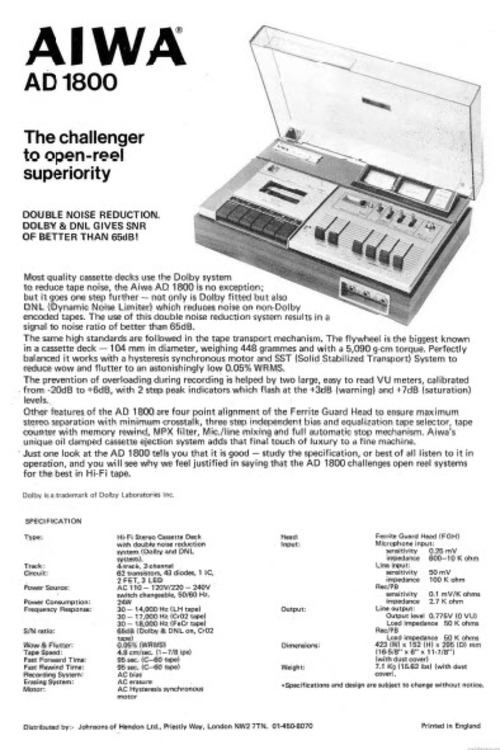 Product picture Aiwa AD-1800 Operating Manual