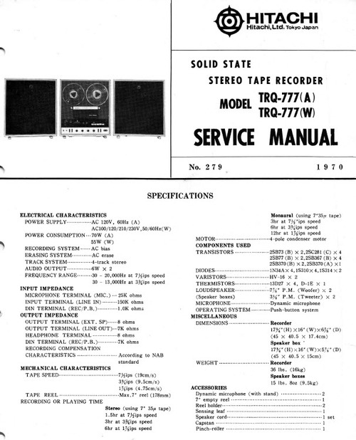 Product picture Hitachi TRQ-777 Service Manual