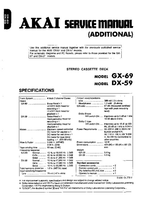 Product picture AKAI DX57-DX59  Service Manual !!!