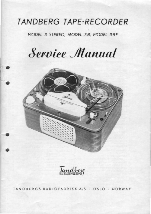 Product picture Tandberg 3 stereo Service Manual !!!
