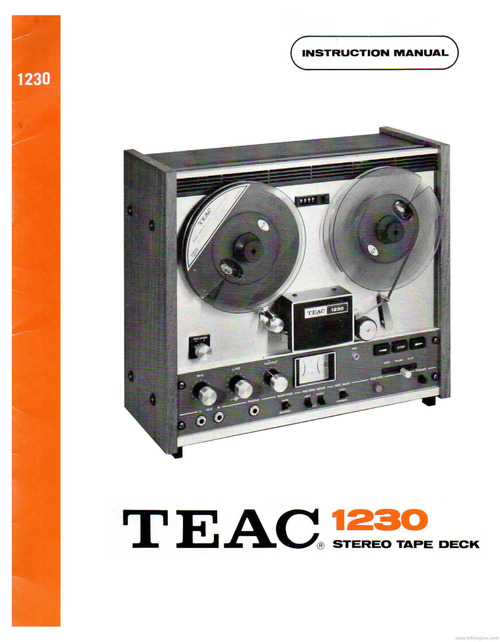 Product picture TEAC 1230 TAPE RECORDER INSTRUCTION MANUAL