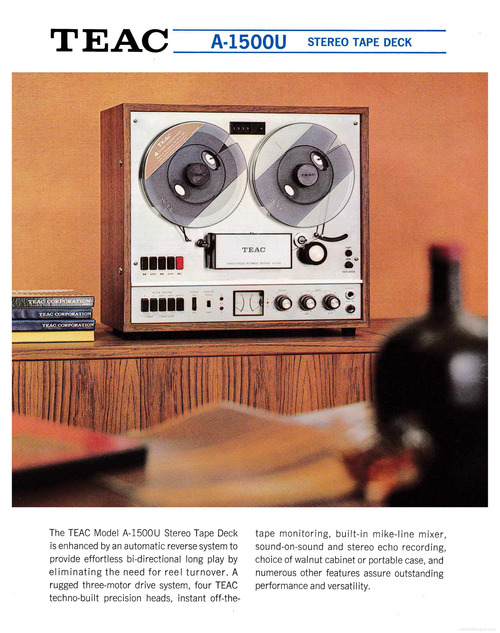 Product picture TEAC A-1500 TAPE RECORDER OWNER AND SERVICE MANUALS