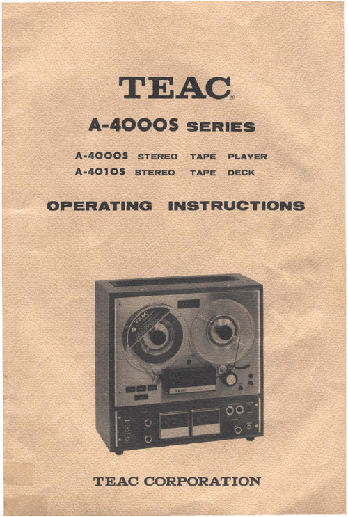 Product picture TEAC A-4000S TAPE PLAYER OPERATING INSTRUCTIONS