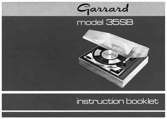 Product picture GARRARD 35SB TURNTABLE OWNER MANUAL VINTAGE